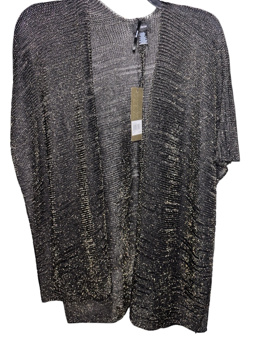 Metallic Open-Front Short-Sleeve KIMONO - Black & Gold, NWT RT $64 - Picture 1 of 7